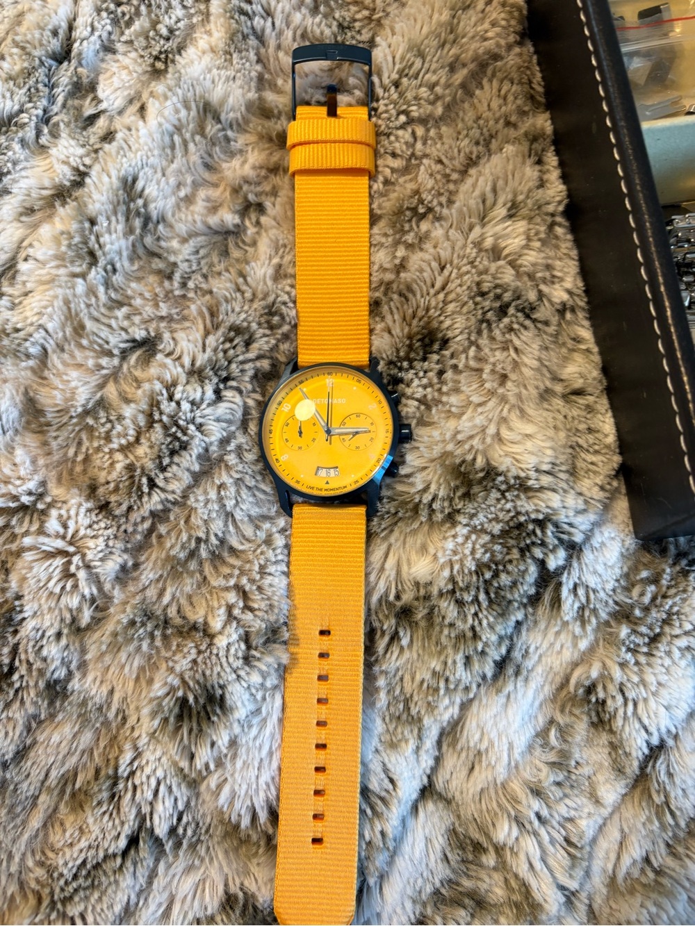 Men's Yellow Dial Fabric Strap Watch - Unbranded